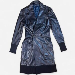 Diane von furstenburg Black leather jacket with big buttons